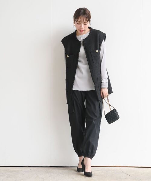 rps（アールピーエス）の「プリーツリブプルオーバー（Tシャツ/カットソー・レディース・ブラック/ブラウン/オフホワイト/アイボリー/マスタード/ブルー/ホワイト系その他2/ライトグレー・フリー）」の9枚目の写真