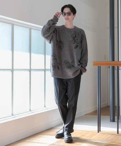 RAGEBLUE(レイジブルー)の「モヘヤフラワー柄ジャガードニットクルー(ニット/セーター・メンズ・ブラック/グレー/ブルー・MEDIUM/LARGE)」の20枚目の写真