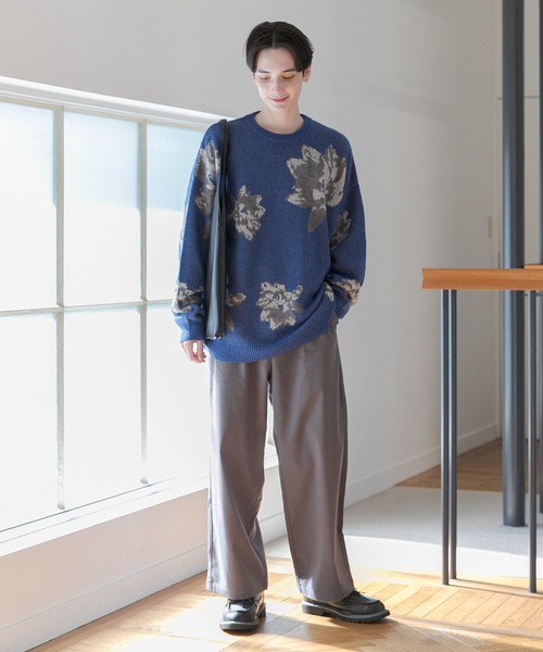 RAGEBLUE(レイジブルー)の「モヘヤフラワー柄ジャガードニットクルー(ニット/セーター・メンズ・ブラック/グレー/ブルー・MEDIUM/LARGE)」の8枚目の写真