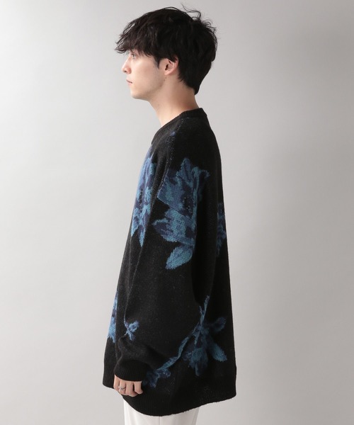 RAGEBLUE(レイジブルー)の「モヘヤフラワー柄ジャガードニットクルー(ニット/セーター・メンズ・ブラック/グレー/ブルー・MEDIUM/LARGE)」の21枚目の写真