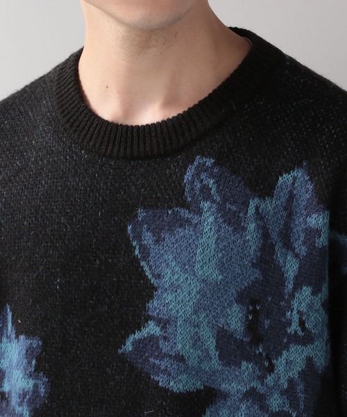 RAGEBLUE(レイジブルー)の「モヘヤフラワー柄ジャガードニットクルー(ニット/セーター・メンズ・ブラック/グレー/ブルー・MEDIUM/LARGE)」の16枚目の写真