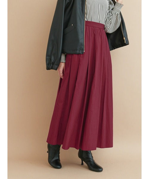 Te chichi（テチチ）の「ナイロンワッシャーギャザースカート（スカート・レディース・ブラック/ベージュ/グレー/ボルドー・ﾌﾘ-）」の4枚目の写真