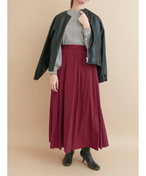 Te chichi（テチチ）の「ナイロンワッシャーギャザースカート（スカート・レディース・ブラック/ベージュ/グレー/ボルドー・ﾌﾘ-）」の5枚目の写真