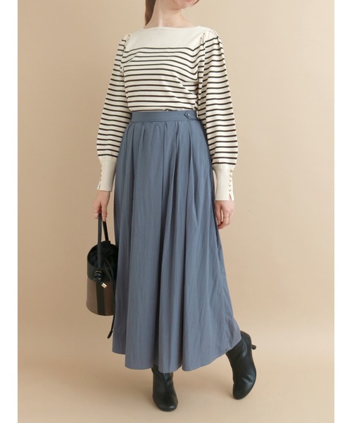 Te chichi（テチチ）の「ナイロンワッシャーギャザースカート（スカート・レディース・ブラック/ベージュ/グレー/ボルドー・ﾌﾘ-）」の6枚目の写真