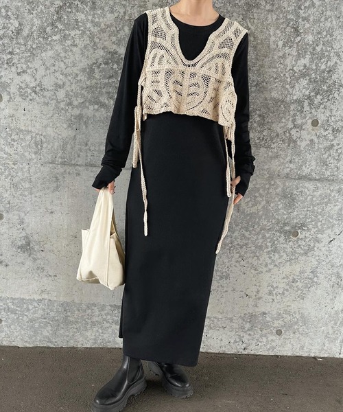 select MOCA（セレクトモカ）の「【ZOZO限定】かぎ編みニットビスチェ（ベスト・レディース・アイボリー・FREE）」の22枚目の写真