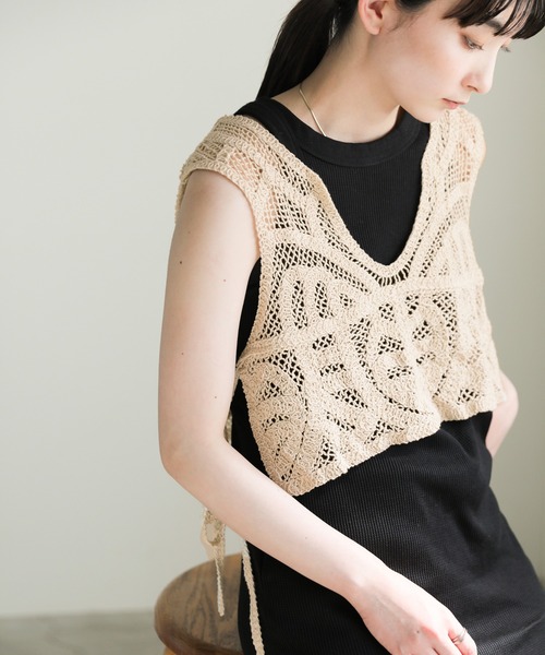 セール】【ZOZO限定】かぎ編みニットビスチェ（ベスト）｜select MOCA