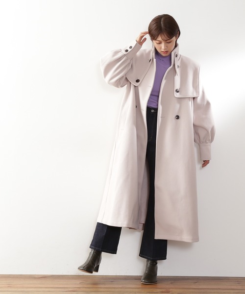 N.（N. Natural Beauty Basic）（エヌエヌナチュラルビューティーベーシック）の「【S Size Line】◆ケープ付スタンドコート（ステンカラーコート・レディース・ダークブラウン/ラベンダー/オフホワイト・SMALL/MEDIUM）」の7枚目の写真