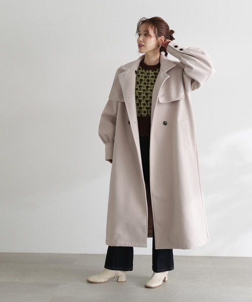 N.（N. Natural Beauty Basic）（エヌエヌナチュラルビューティーベーシック）の「【S Size Line】◆ケープ付スタンドコート（ステンカラーコート・レディース・ダークブラウン/ラベンダー/オフホワイト・SMALL/MEDIUM）」の19枚目の写真