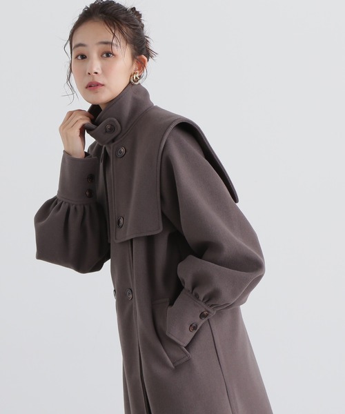 N.（N. Natural Beauty Basic）（エヌエヌナチュラルビューティーベーシック）の「【S Size Line】◆ケープ付スタンドコート（ステンカラーコート・レディース・ダークブラウン/ラベンダー/オフホワイト・SMALL/MEDIUM）」の16枚目の写真