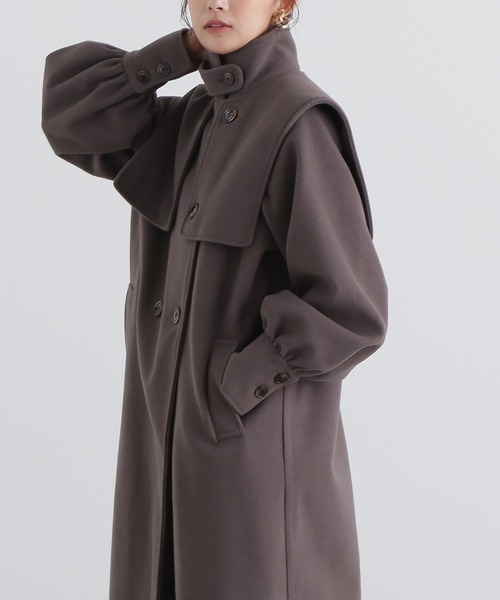 N.（N. Natural Beauty Basic）（エヌエヌナチュラルビューティーベーシック）の「【S Size Line】◆ケープ付スタンドコート（ステンカラーコート・レディース・ダークブラウン/ラベンダー/オフホワイト・SMALL/MEDIUM）」の15枚目の写真