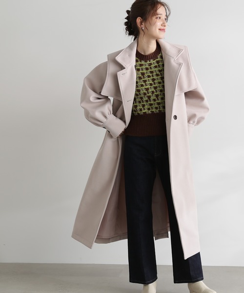 N.（N. Natural Beauty Basic）（エヌエヌナチュラルビューティーベーシック）の「【S Size Line】◆ケープ付スタンドコート（ステンカラーコート・レディース・ダークブラウン/ラベンダー/オフホワイト・SMALL/MEDIUM）」の18枚目の写真