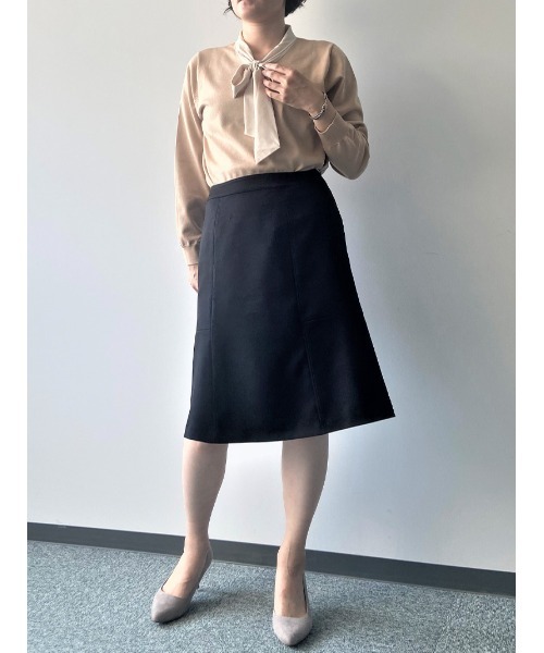 fleur by mint breeze(フルールバイミントブリーズ)の「【M~5L 大きいサイズ】ウール調 ツイル セットアップ スカート(スカート・レディース・ブラック/ベージュ・M/5L/4L/LL/L/3L)」の7枚目の写真