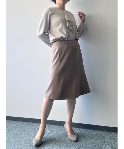 fleur by mint breeze(フルールバイミントブリーズ)の「【M~5L 大きいサイズ】ウール調 ツイル セットアップ スカート(スカート・レディース・ブラック/ベージュ・M/5L/4L/LL/L/3L)」の16枚目の写真