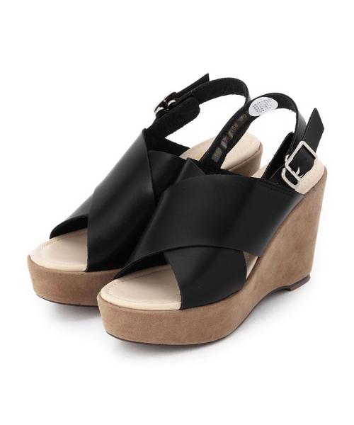 Another Edition(アナザーエディション)の「クロスウエッジサンダル/ AEBC CROSS WDG SNDL100(サンダル・レディース・ホワイト/ブラック・MEDIUM/LARGE/SMALL)」の1枚目の写真