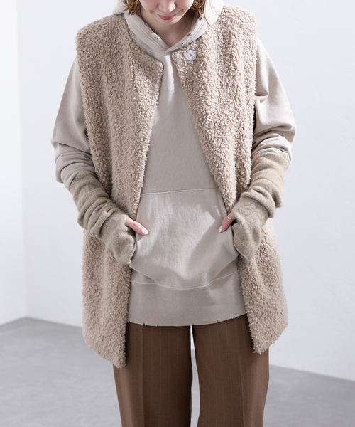 B.C STOCK（ベーセーストック）の「ニットロンググローブ（アームカバー・レディース・チャコールグレー/ベージュ/ネイビー・FREE）」の11枚目の写真