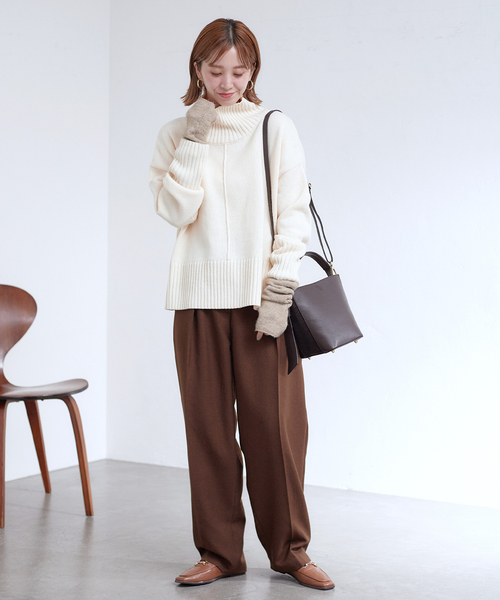 B.C STOCK（ベーセーストック）の「ニットロンググローブ（アームカバー・レディース・チャコールグレー/ベージュ/ネイビー・FREE）」の12枚目の写真