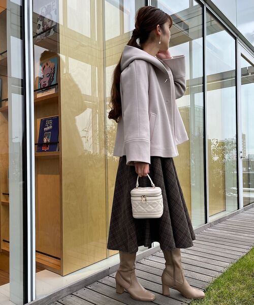 【高見え！定番優秀コート】ふんわりなめらかフードライクショートコート
