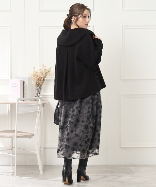 【高見え！定番優秀コート】ふんわりなめらかフードライクショートコート