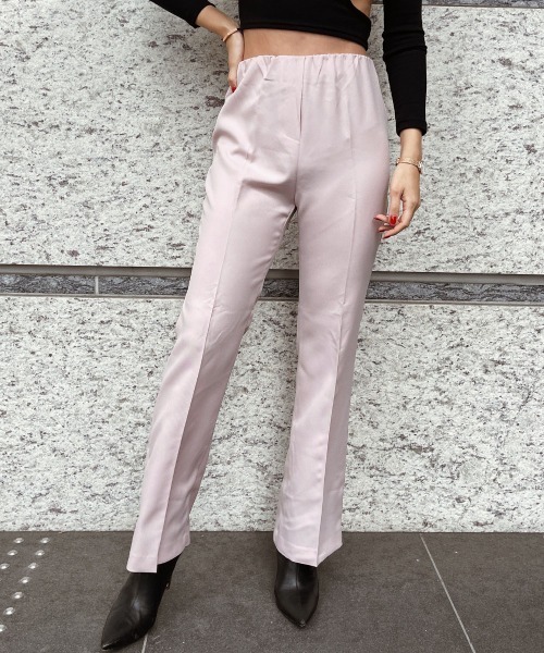 esutoreja(エストレジャ)の「センターシームシンプルパンツ(スラックス・レディース・ブラック/ピンク/ベージュ・M/S)」の1枚目の写真