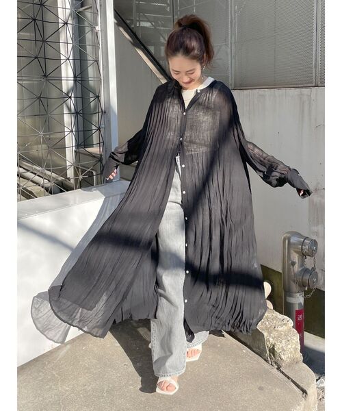 Ungrid（アングリッド）の「2wayワッシャーロングワンピース（ワンピース・レディース・ブラック/パープル/アイボリー・FREE）」の7枚目の写真