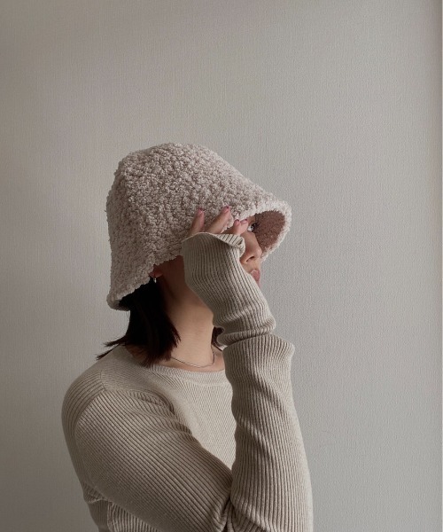 AMAIL(アマイル)の「Mature pon hat(ハット・レディース・アイボリー/ブラック・FREE)」の1枚目の写真