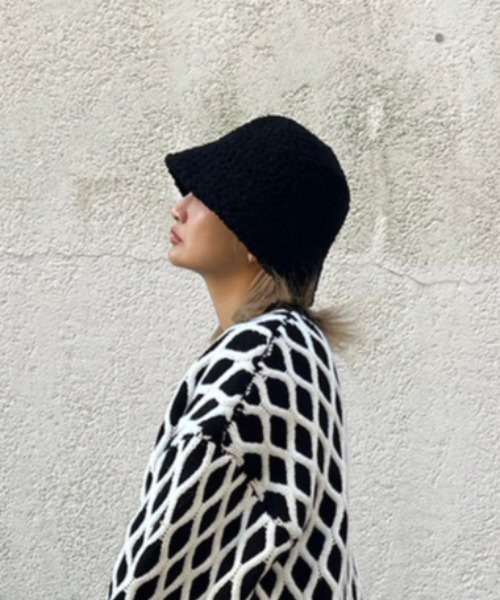 AMAIL(アマイル)の「Mature pon hat(ハット・レディース・アイボリー/ブラック・FREE)」の2枚目の写真