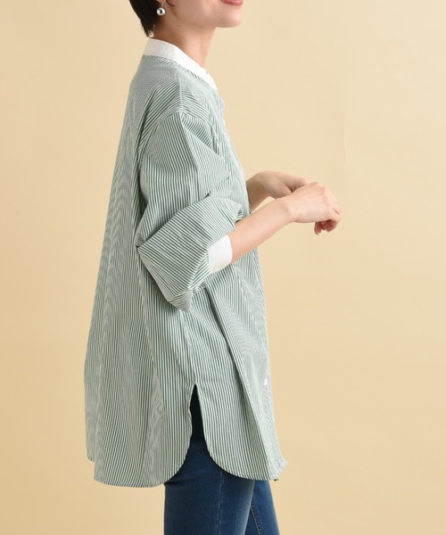 actuel（アクチュエル）の「ＴＣブロードクレリックシャツ（シャツ/ブラウス・レディース・グリーン/ネイビー・FREE）」の5枚目の写真