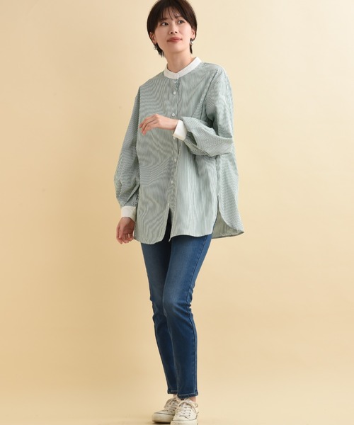 actuel（アクチュエル）の「ＴＣブロードクレリックシャツ（シャツ/ブラウス・レディース・グリーン/ネイビー・FREE）」の9枚目の写真