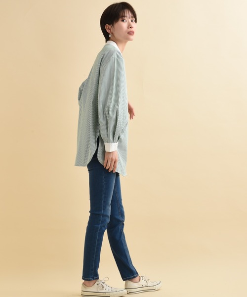 actuel（アクチュエル）の「ＴＣブロードクレリックシャツ（シャツ/ブラウス・レディース・グリーン/ネイビー・FREE）」の10枚目の写真