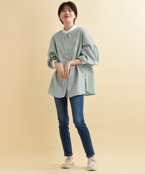 actuel（アクチュエル）の「ＴＣブロードクレリックシャツ（シャツ/ブラウス・レディース・グリーン/ネイビー・FREE）」の13枚目の写真