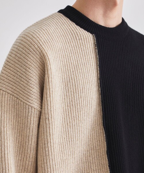 UNITED TOKYO(ユナイテッドトウキョウ)の「CASHMERE WOOL BICOLOR KNIT(ニット/セーター・メンズ・ブラウン/ダークグレー/キナリ・1/2/3)」の4枚目の写真