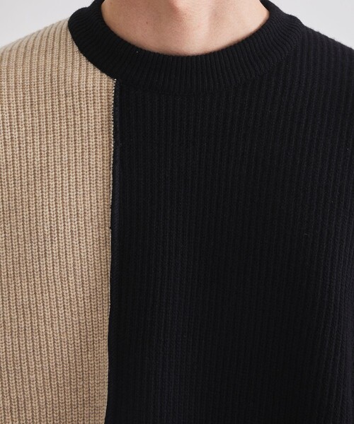 UNITED TOKYO(ユナイテッドトウキョウ)の「CASHMERE WOOL BICOLOR KNIT(ニット/セーター・メンズ・ブラウン/ダークグレー/キナリ・1/2/3)」の5枚目の写真