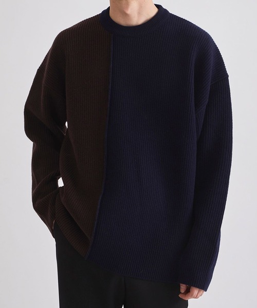 UNITED TOKYO(ユナイテッドトウキョウ)の「CASHMERE WOOL BICOLOR KNIT(ニット/セーター・メンズ・ブラウン/ダークグレー/キナリ・1/2/3)」の3枚目の写真