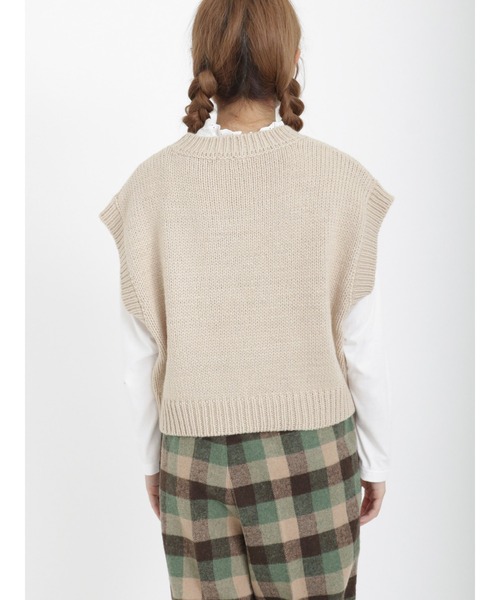 Samansa Mos2（サマンサ モスモス）の「花刺繍入りニットベスト（ベスト・レディース・モカ/ベージュ/グリーン/ブラック・ﾌﾘ-）」の18枚目の写真