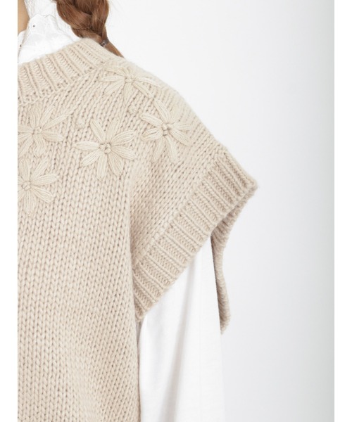 Samansa Mos2（サマンサ モスモス）の「花刺繍入りニットベスト（ベスト・レディース・モカ/ベージュ/グリーン/ブラック・ﾌﾘ-）」の20枚目の写真