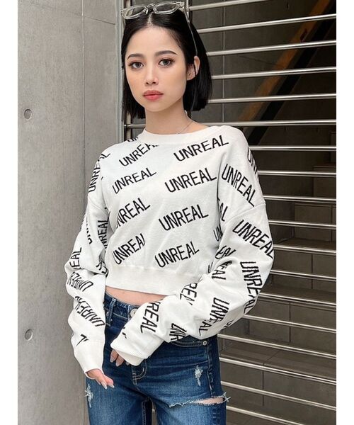 GYDA（ジェイダ）の「UNREAL PATTERN ニットトップス（ニット/セーター・レディース・ブラック/パープル/オフホワイト・FREE）」の7枚目の写真