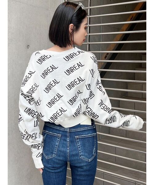 GYDA（ジェイダ）の「UNREAL PATTERN ニットトップス（ニット/セーター・レディース・ブラック/パープル/オフホワイト・FREE）」の8枚目の写真