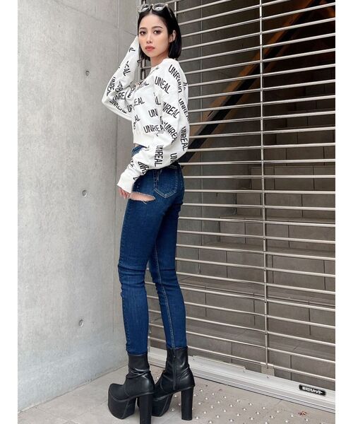 GYDA（ジェイダ）の「UNREAL PATTERN ニットトップス（ニット/セーター・レディース・ブラック/パープル/オフホワイト・FREE）」の10枚目の写真