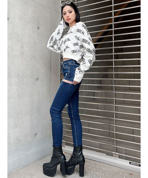 GYDA（ジェイダ）の「UNREAL PATTERN ニットトップス（ニット/セーター・レディース・ブラック/パープル/オフホワイト・FREE）」の13枚目の写真