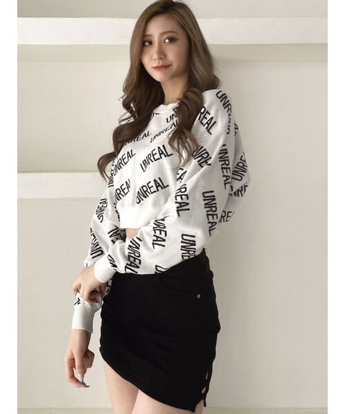 GYDA（ジェイダ）の「UNREAL PATTERN ニットトップス（ニット/セーター・レディース・ブラック/パープル/オフホワイト・FREE）」の14枚目の写真