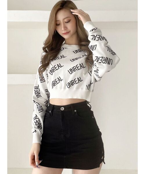 GYDA（ジェイダ）の「UNREAL PATTERN ニットトップス（ニット/セーター・レディース・ブラック/パープル/オフホワイト・FREE）」の15枚目の写真