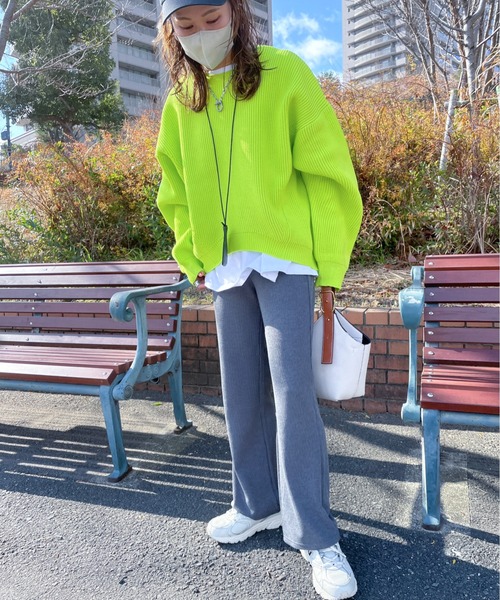 feepur by saya（フェピュールバイサヤ）の「【XSサイズあり】リブストレートパンツ（その他パンツ・レディース・オフホワイト/グレー/杢グレー/ブルー/ブラック/パープル/ブラウン/カーキ/オレンジ・X-SMALL/MEDIUM）」の17枚目の写真