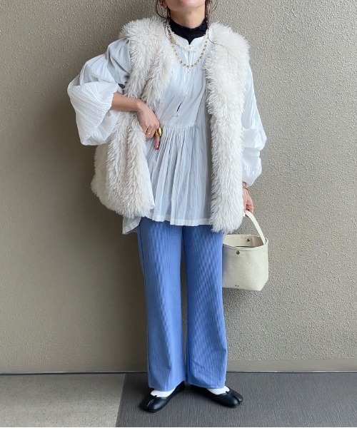 feepur by saya（フェピュールバイサヤ）の「【XSサイズあり】リブストレートパンツ（その他パンツ・レディース・オフホワイト/グレー/杢グレー/ブルー/ブラック/パープル/ブラウン/カーキ/オレンジ・X-SMALL/MEDIUM）」の15枚目の写真