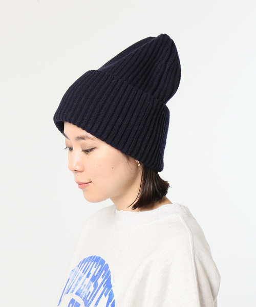 AP STUDIO（エーピーストゥディオ）の「リブニットキャップ（ニットキャップ/ビーニー・レディース・ネイビー/チャコールグレー・FREE）」の4枚目の写真