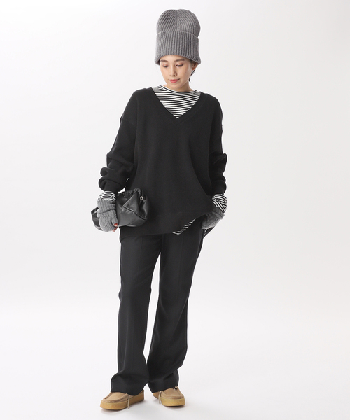 AP STUDIO（エーピーストゥディオ）の「リブニットキャップ（ニットキャップ/ビーニー・レディース・ネイビー/チャコールグレー・FREE）」の6枚目の写真