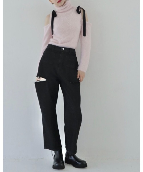 epine(エピヌ)の「side cut jeans(デニムパンツ・レディース・ブラック/ピンク・S/M)」の16枚目の写真