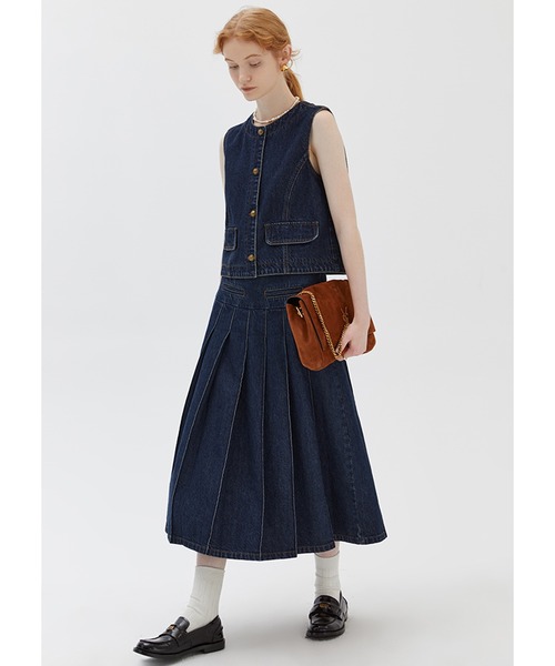 Fano Studios（ファノ ストゥディオズ）の「ラウンドネック　デニムベスト　FC23W064【Fano Studios】（ベスト・レディース・ブルー・L/M/S）」の3枚目の写真