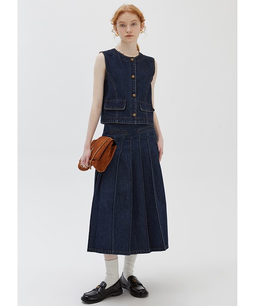 Fano Studios（ファノ ストゥディオズ）の「ラウンドネック　デニムベスト　FC23W064【Fano Studios】（ベスト・レディース・ブルー・L/M/S）」の4枚目の写真