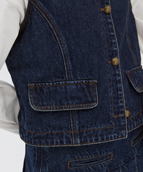 Fano Studios（ファノ ストゥディオズ）の「ラウンドネック　デニムベスト　FC23W064【Fano Studios】（ベスト・レディース・ブルー・L/M/S）」の10枚目の写真