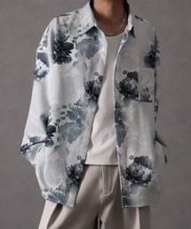 welise | 【welise/ウェライズ】【ヘビーウェイト】リッチドレープスムース 総柄 ワイドスリーブ長袖オーバーサイズシャツ/柄シャツ 花柄(シャツ/ブラウス)